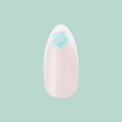 Puffy Flower Chrome French - Press-On | Medium | Almond