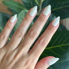 White Jelly Chrome - Press-On | Medium | Stiletto