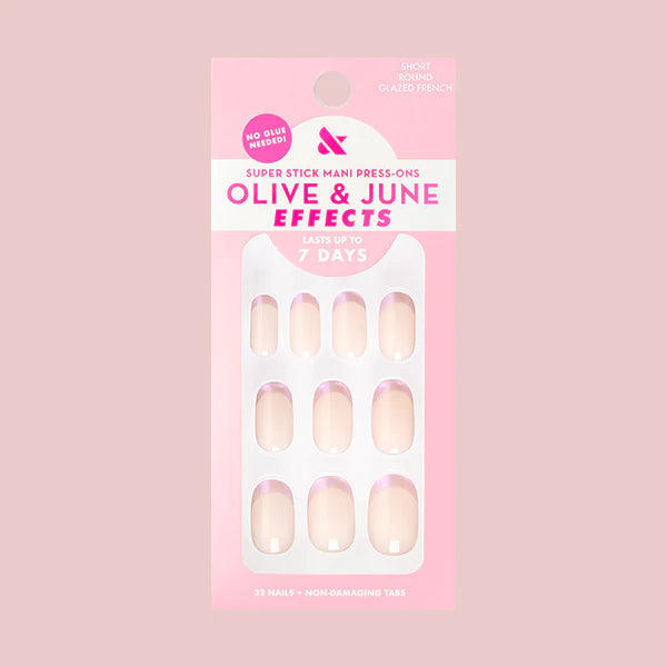 Glazed French | Short | Round - Tab Press-On